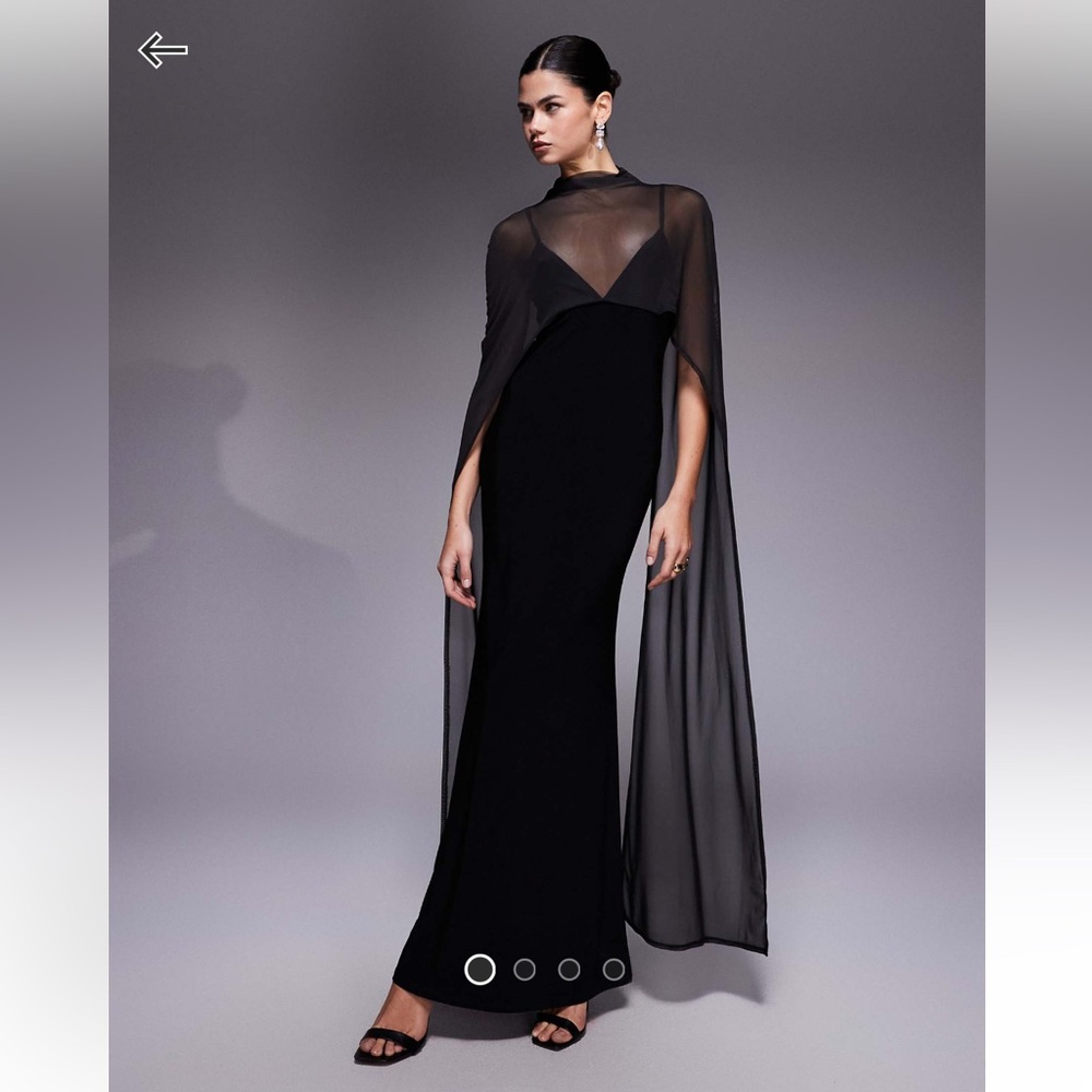 ASOS Exaggerated Cape Black Maxi Dress